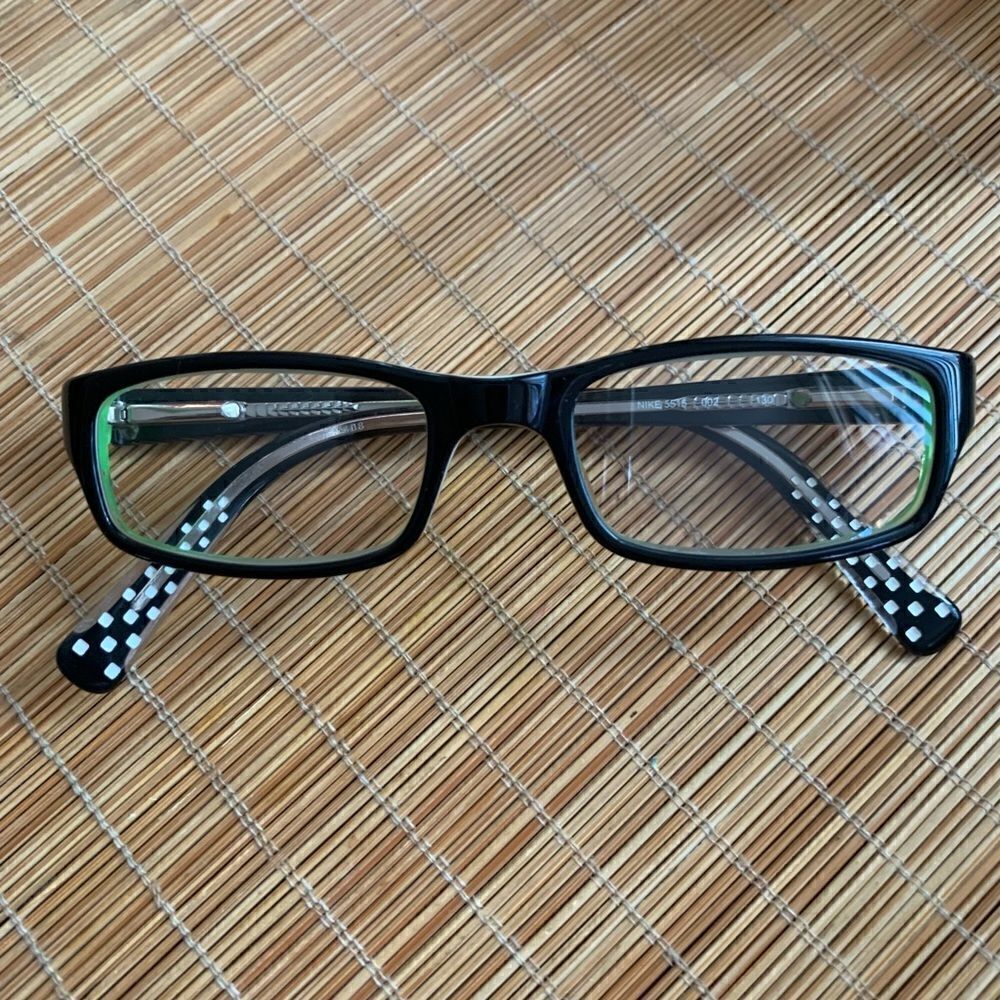 Nike 5515 002 Black Green & White Rectangular Eyeglass/Sunglass Frames Sz OS